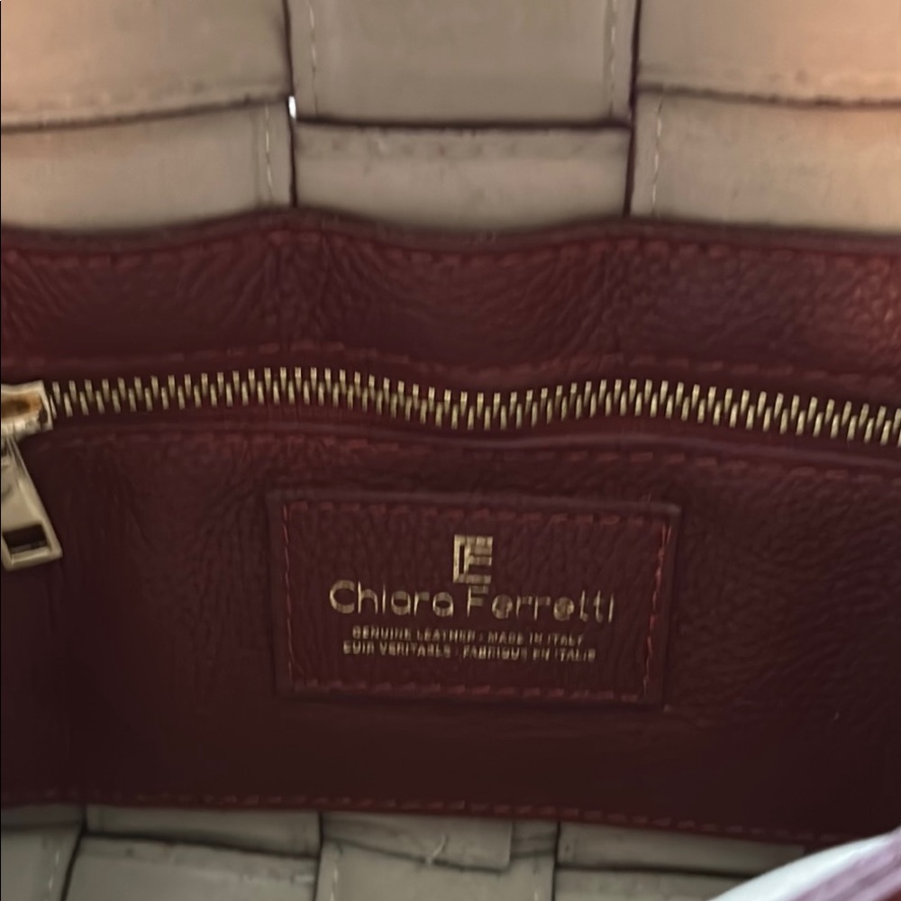 Chiara Ferragni Cream and Brown Shoulder Bag with Elegant Design